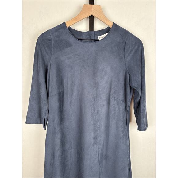 NEW Gretchen Scott Button Back Swing Dress Women's Small Ultra Suede Navy Preppy - Picture 3 of 10